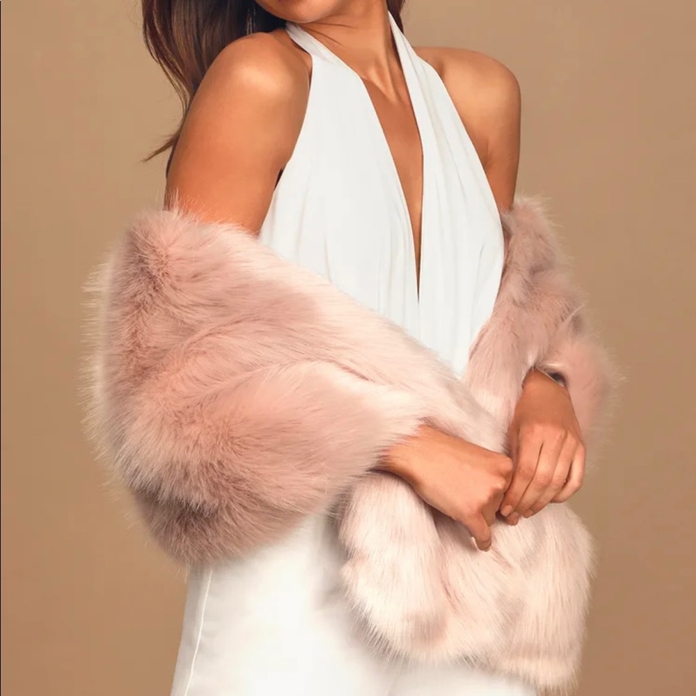 Blush Faux Fur Wrap Stole
